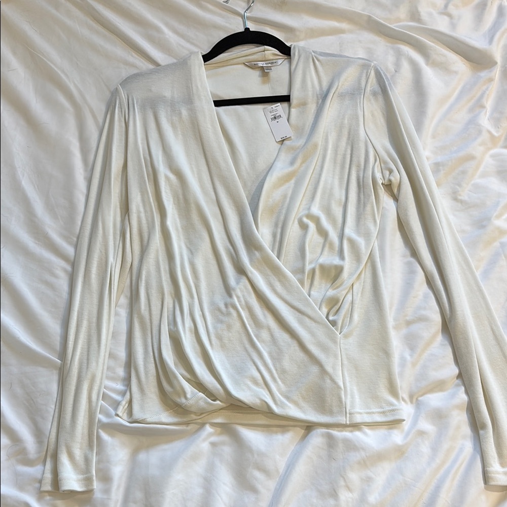 Banana Republic Cream Wrap Blouse